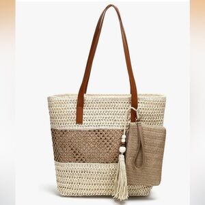 🆕 Beach Straw Bags for Women, Summer Travel Bag Woven Straw Purse